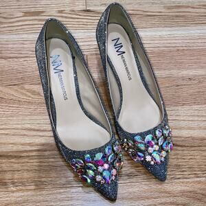 Neiman Marcus embellished shiny holographic pumps size 6